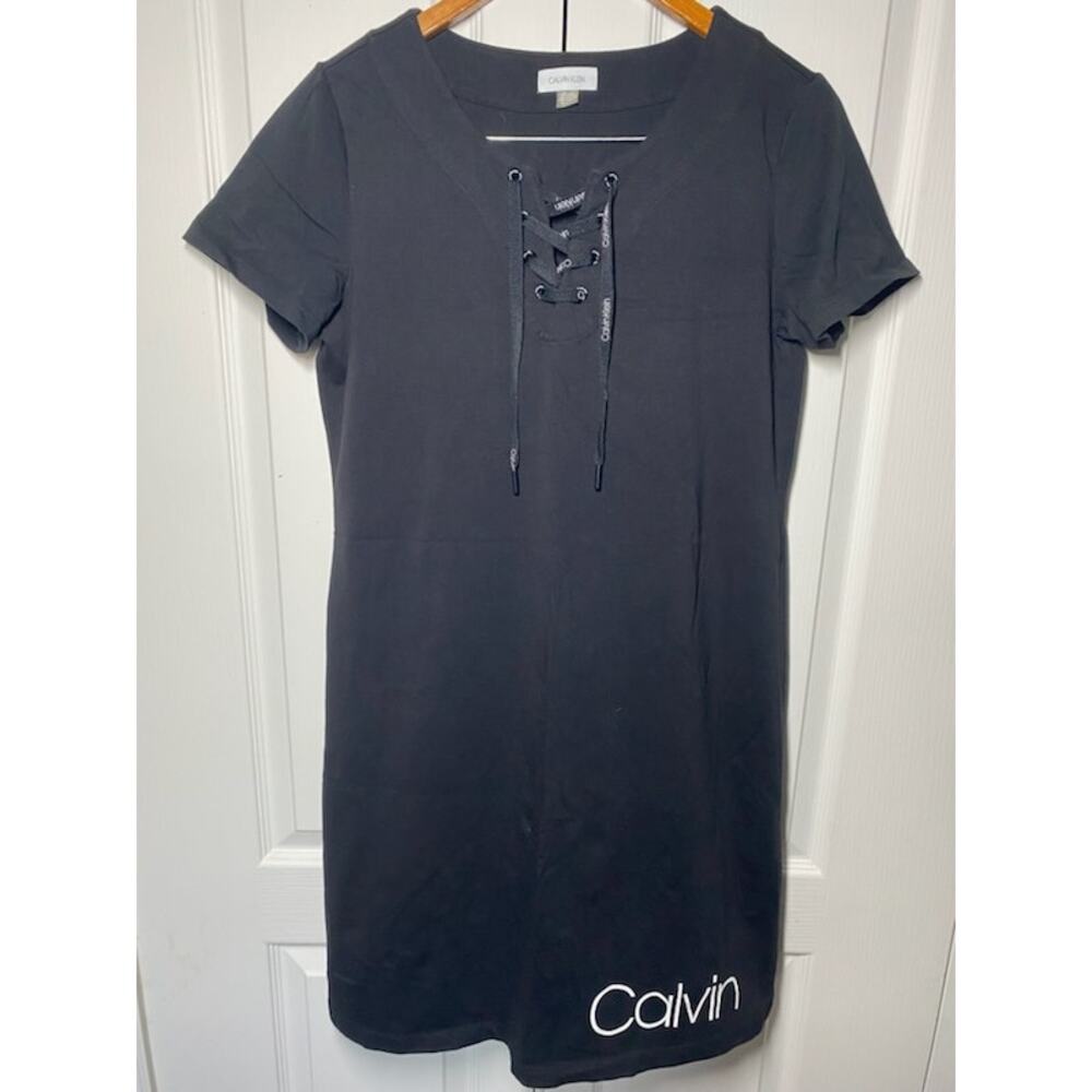 Calvin Klein Black T‑Shirt Dress • Size L • Minimalist Casual Aesthetic